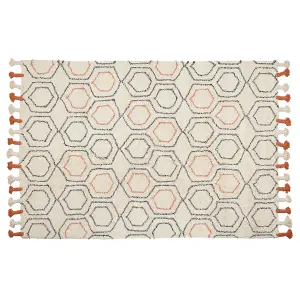 Cotton Area Rug 140 x 200 cm Beige and Orange HAJIPUR