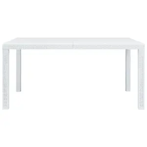 Berkfield Garden Table White 150x90x72 cm Plastic Rattan Look