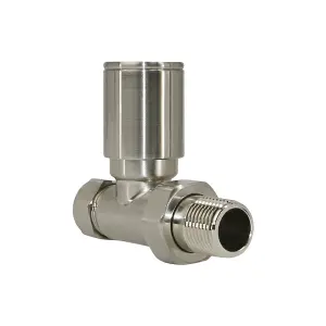 Rinse Bathrooms 15mm Pair of Straight Radiator Valve for Heated Towel Rail Radiator Satin Nickel