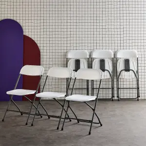 sweeek. Set of 6 folding event chairs Fiesta White 44x81x50 cm