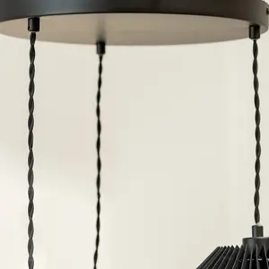 ValueLights Akira Black 3 Way Hanging Pendant Ceiling Light with Pleated Lampshade