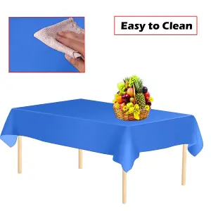 Royal Blue Plastic Table Cover, Disposable Wipe Clean Waterproof Tablecloth - 54"x108"