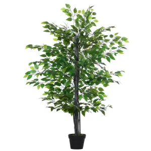 Outsunny 145cm Artificial Banyan Plant Faux Decor Tree w/ Pot Indoor Outdoor