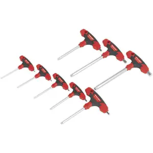 8 Piece Metric T-Handle Ball-End Hex Key Set with Rubber Grip - 125 to 220mm