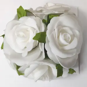 ROSE BOX - Flower: Rose Head: Polyfoam: Pack of 6: White - Occasions -- Bulk