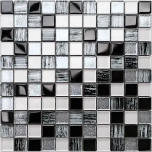 Glass mosaic on mesh for bathroom or kitchen 300mm x 300mm - Pearl Jam