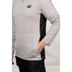 Caterpillar - Coolmax Quarter Zip Hoodie - Grey - XX Large