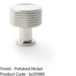 Round Knurled Door Knob 29mm Diameter Polished Nickel Radio Cupboard Pull Handle