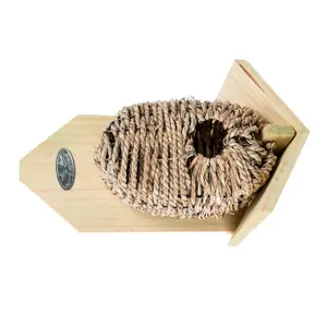 Homescapes Wooden Bird Box with Seagrass Birdnest