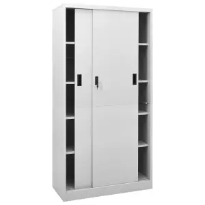 Berkfield Office Cabinet with Sliding Door Light Grey 90x40x180 cm Steel