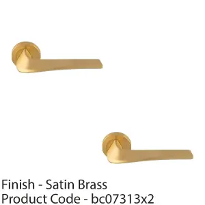 2 PACK - Premium Twisted Bar Door Handle Set - Satin Brass Designer Lever on Round Rose