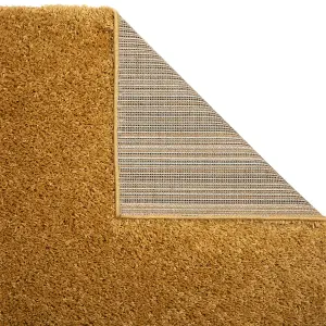 Modern Easy to Clean Gold Plain Shaggy Rug for Living Room and Bedroom-160cm X 230cm