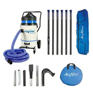 SkyVac Commercial Plus Gutter Vacuum, Gutter Cleaning. 6 Pole Package. Heights up to 9M/30ft.