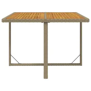 Berkfield Garden Table Beige 109x107x74 cm Poly Rattan&Solid Wood Acacia