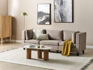 3-Seater Modular Fabric Sofa Brown UNSTAD