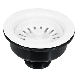 SPARES2GO Sink Waste Basket Strainer Plug 1 1/2" BSP Kitchen Bathroom Basin Unit (Gloss White)