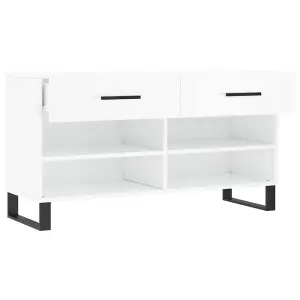 Berkfield Shoe Bench High Gloss White 102x35x55 cm Engineered Wood