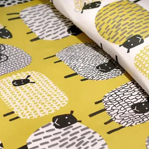 Dotty Sheep 130 TC Reversible Modern & Contemporary Duvet Cover Set Ochre / Single - 1 Standard Pillowcase