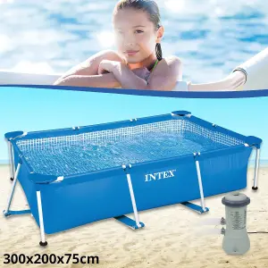 INTEX 300 x 200 x 75 cm Frame Pool Set Family with INTEX Filter System