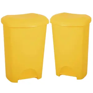 1x Yellow 50 Litre Strong Plastic Hard Wearing Coloured Recycling Bins Complete With Lids