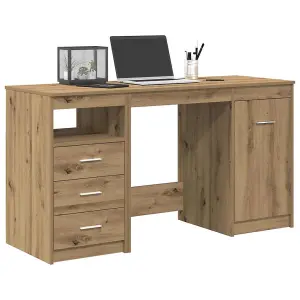 Berkfield Desk with Cabinet Artisan Oak Engineered Wood