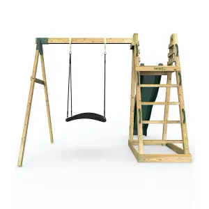 Rebo Children's Wooden Pyramid Activity Frame with Swing and 10ft Water Slide - Cloudcap