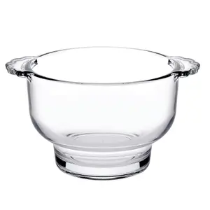 Queensway Home & Dining Height 8cm 410ml Set of 4 Small Clear Glass Soup Bowl with Handles Dishwasher Safe