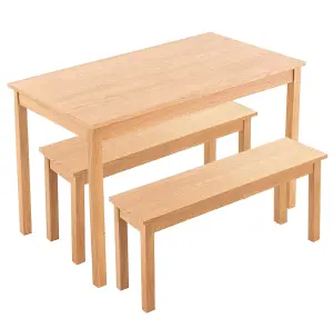 Hallowood Furniture Waverly Oak Dining Table (TAB1200) Set with 2 benches