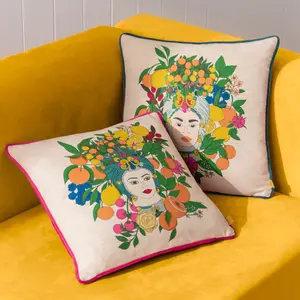 furn. Taormina Floral Piped Feather Rich Cushion