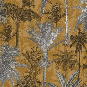 Palmetto Tropical Wallpaper In Yellow