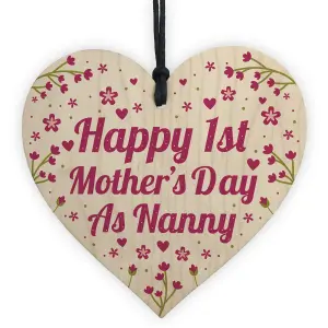 Red Ocean First Mothers Day Gift 1st Mothers Day Card Wooden Heart Nanny Gift Nan Gift Keepsake Plaque