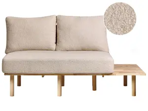 2 Seater Boucle Sofa with Table Beige SALO