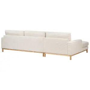 Right-Hand Corner Sofa SIGGARD Light Beige Corduroy Right Hand