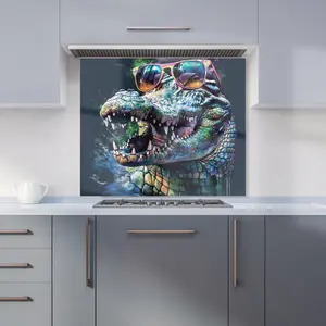 Crocodile In Glasses Splashart Kitchen Splashback