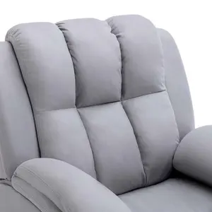 Electric Powered Recliner Chair With USB Charger And Pocket Storage In Leather-Look Grey Technology Fabric