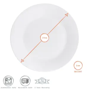 Argon Tableware - Classic Dessert Plates - 19cm - Pack of 6 - White