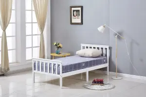 Evi White Wooden Single Bed Frame