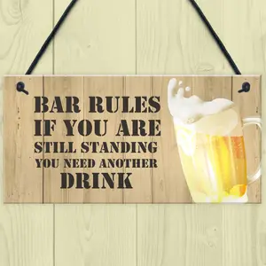 Red Ocean Novelty BAR RULES Sign Funny Home Bar Sign Man Cave Birthday Gifts For Him