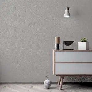 Arthouse Linen Texture Mid Grey Wallpaper