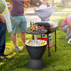 Costway 30L Patio Ice Cooler Outdoor All-weather Cool Bar Table w/ Extendable Tabletop