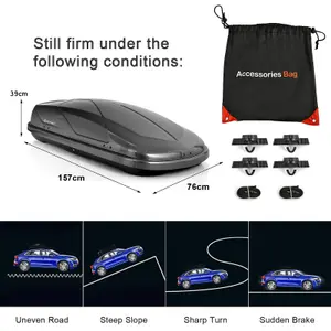 Costway 400L Cargo Box Waterproof Rooftop Cargo Carrier Heavy Duty Roof Storage Box