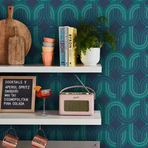 Envy In the Loop Electric Blue Geometric Wallpaper