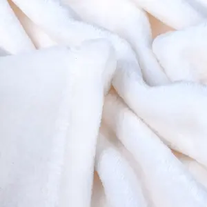 EHC Luxury Super Soft Fluffy Snugly Solid Flannel Fleece Blanket or Sofa Throw, Cream 200cm x 240cm