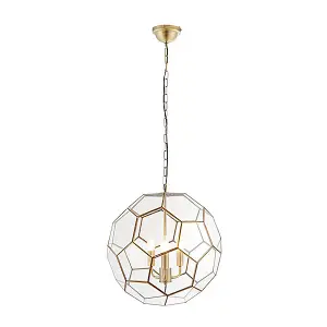 Luminosa Miele 3 Light Spherical Pendant Antique Brass, Glass, E14