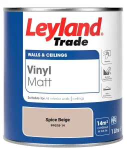 Leyland Trade Vinyl Matt Walls & Ceilings Emulsion Paint Spice Beige (PPG18-14) 1L