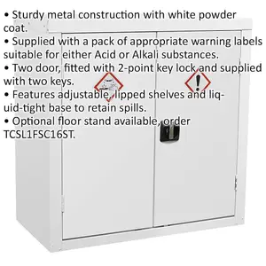 Durable Acid and Alkali Storage Cabinet with 2-Door Lock - 900x460x900mm