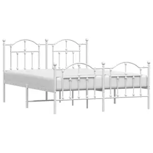 Berkfield Metal Bed Frame with Headboard and Footboard White 140x190 cm