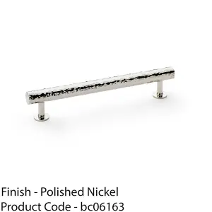 Hammered T Bar Pull Handle - Polished Nickel - 160mm Centres SOLID BRASS Drawer