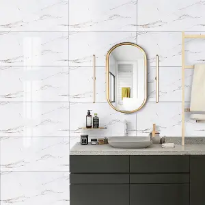 Tile Stickers Marble Adhesive Tile Art Wall Decal Sticker for Kitchen Bathroom Home Decor H 60 x W 30 x T 0.2cm