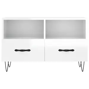 Berkfield TV Cabinet High Gloss White 80x36x50 cm Engineered Wood